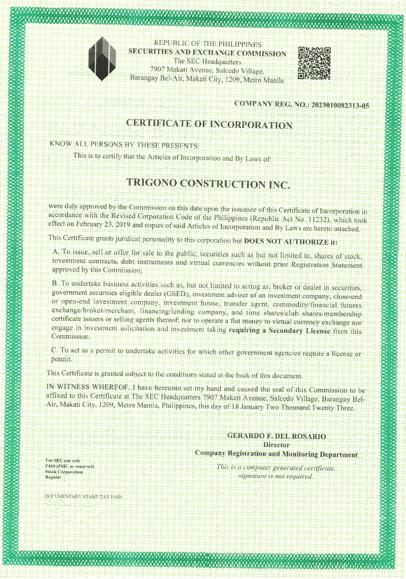 Certificate of Incorporation